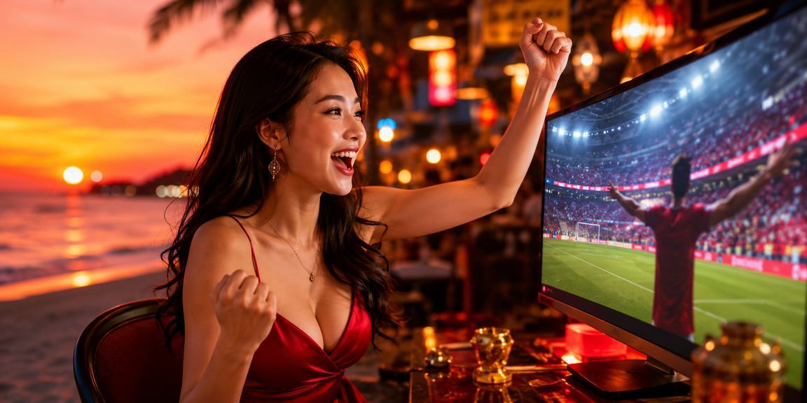 Người dùng tại bãi biển Phú Quốc trải nghiệm giải trí và xổ số trực tuyến